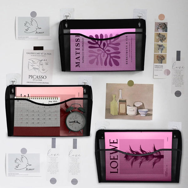 Archiefmap wandmontage A4, enkel compartiment wandmontage metalen rooster organizer wand tijdschriftenhouder brochurehouder tijdschriften wandhouder archiefbak, voor kantoor, school en thuis, 3 vakken