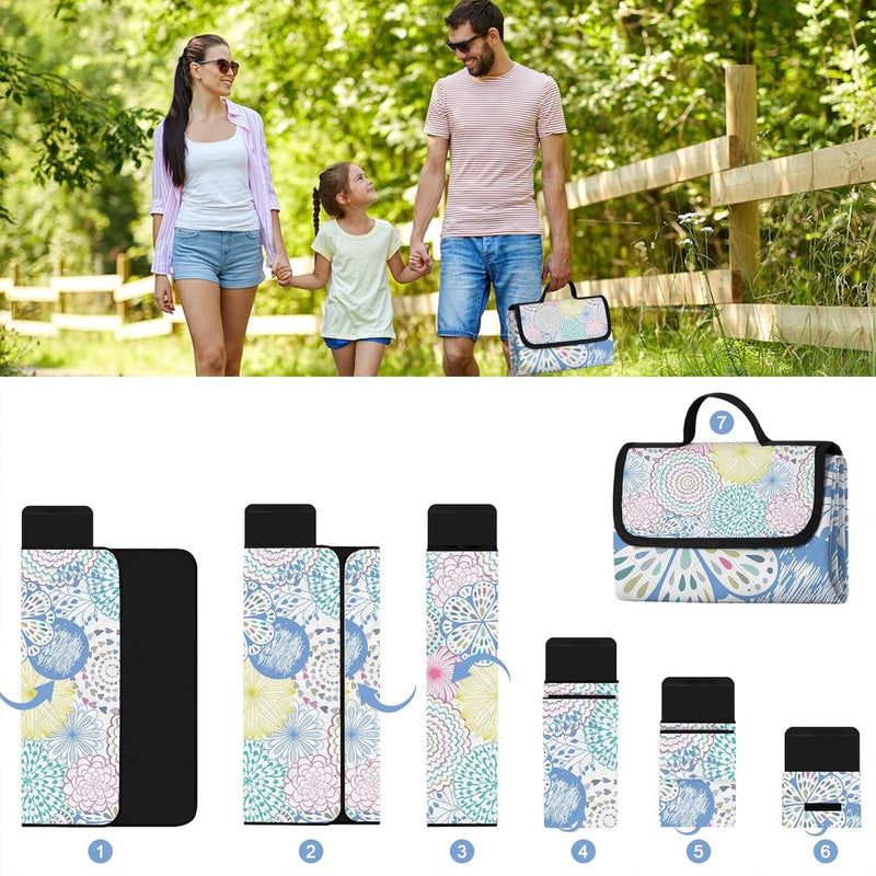 Waterdichte picknickdeken, 200 x 200 cm grote stranddeken, zandvrij met waterdichte onderkant, draagbare strandmat voor 4-6 personen, campingdeken met draaggreep voor park, tuin, strand, buiten