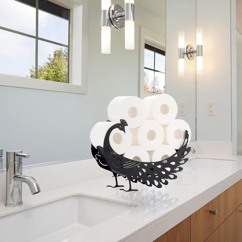 toiletrolhouder zwarte pauw toiletrolhouder van metaal toiletrolhouder verticale papierhouder toiletrolhouder handdoekhouder ambachtelijke decoratie voor badkamer woonkamer keuken hotel