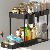 Plank voor onder de gootsteen Uittrekbare kastorganizer onder 2 lagen met 4 haken en 1 hangende bekerlift met voor keukens