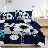 Voetbal beddengoedset voor jongens en meisjes, trendy, coole graffiti-cartoon-voetbalprint, dekbedovertrek met 2 kussenslopen (graffiti-voetbal 2 S)