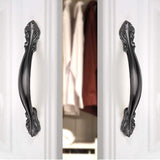 4 stuks zwarte retro deurgreep, kastgreep, zwarte booggreep, met 8 schroeven voor keukenkastdeuren, ladegrepen, deuren in verschillende stijlen (zwart)