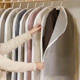 12 stuks kledingtassen, 60 x 80/100/120/140 cm, witte rand, doorschijnende kostuumtas, kledinghoes, kostuumtas, avondjurk, trouwjurk, jassen, overhemden, stof- en waterdicht