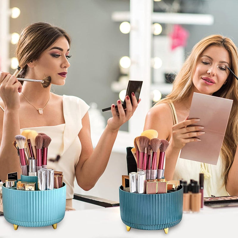 Cosmetica-make-uporganizer, 360 graden draaibare kwastenorganizer, cosmeticarek, multifunctioneel, cosmetica-organizer voor commode, slaapkamer, badkamer (oranje)