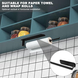 1 x keukenrolhouder, wandpapierrolhouder met 2 magnetische haken voor rolpapier, handdoeken, huishoudfolie, kopjes (zwart)