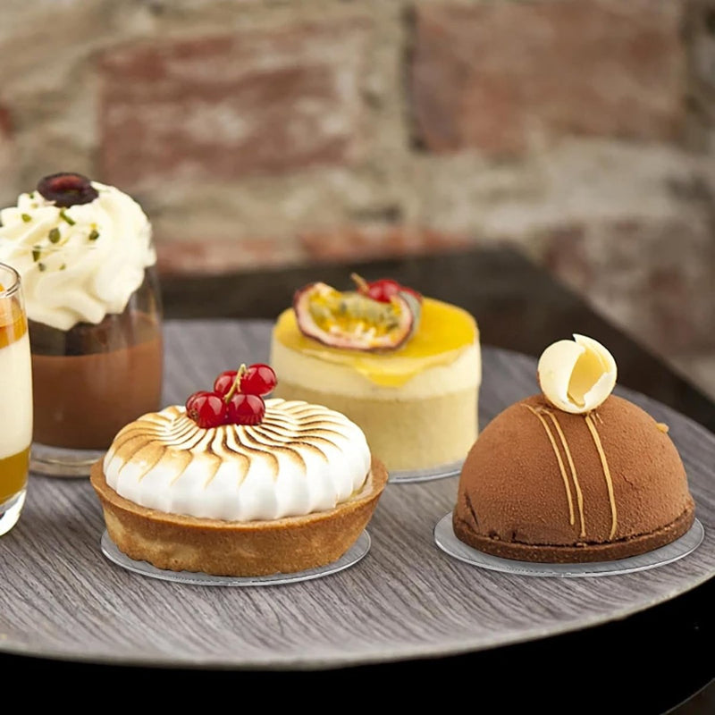 4 stuks taartplateaus rond acryl, diameter 16 cm x 3 mm, transparant met acryl taartschraper, niet-klevend taartbord voor het gladmaken en arrangeren van taarten, doe-het-zelf