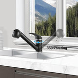 Keukenkraan, uittrekbaar, zwart, 360 graden draaibare waterkraan keuken, armatuur keuken met 2 wateruitlaatmodi, eengreepsmengkraan wastafelarmatuur