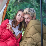 Ultralichte reisdeken, warme outdoordeken, winddichte campingdeken, waterafstotend, compact, kleine verpakkingsmaat, 213 203 cm, olijf