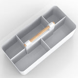 Make-up organizer in grijs, 32 x 15,5 x 8 cm, beauty-cosmetica-opbergdoos met 5 vakken voor het opbergen van make-up, ook ideaal als bureau-organizer of voor keukengerei