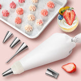 40 cm herbruikbare spuitzak met 7 spuitmonden en een verdikte adapter, 18/8 roestvrij verschillende spuitmonden voor decoraties op taarten, cakes