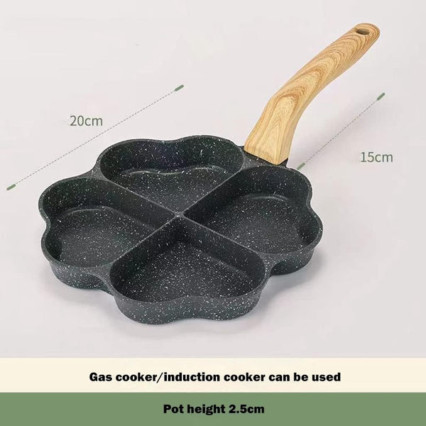 Pancakepan met antiaanbaklaag, 20 cm, 4 gaten, aluminium pan voor ontbijt, gecoate pan voor gasfornuis, inductie