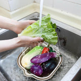 8-delige multifunctionele keukenzeefset, 2-in-1 keukenzeef, keukenvergiet, pastazeef, kunststof dubbellaagse afvoermand, rijstwaskom met zeef, gootsteenzeef voor fruit,