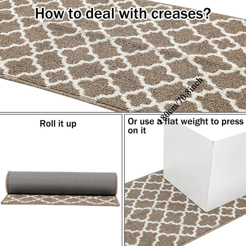 Tapijtloper voor gang, antislip, wasbaar 60 x 180 cm, bruin entreekleed, vuilvangmat, lange gangloper, deurmat voor binnen en buiten, keuken