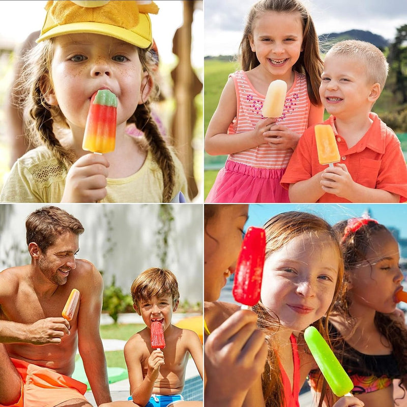 Siliconen ijsvormen, ijslollyvormen set met 6 holtes, ijsvormen, BPA-vrije ijsvormen met handvat, herbruikbare ijsvorm van voedingskwaliteit voor kinderen en volwassenen, doe-het-zelf