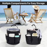 Organizer voor schoonmaakartikelen, draagbare opbergmand, opvouwbare organizer voor schoonmaakartikelen met handvat en 6 vakken voor opslag thuis, winkelen, picknicken en tuin (zwart)