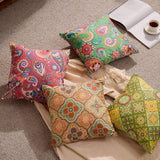 Set van 2 kussenslopen 40 x 40 cm, 100% katoen, oranje-rood, kleurrijk patroon, decoratieve hoofdkussenslopen met ritssluiting, superzacht, premium en hypoallergeen, super comfortabele