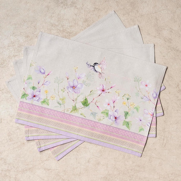 Placemats van 100% katoen, set van 4, 33 cm x 48 cm, decoratieve, wasbare paasplacemats voor diners, bruiloften, magnolia-ochtend - lente/zomer
