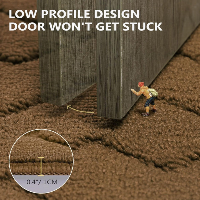 Deurmat voor binnen en buiten, wasbaar, entreement, binnen, vuilvangmat, antislip, deurmat voor entree, patio, hal, tuin, binnen en buiten (donkerbruin, 90 x 150 cm)