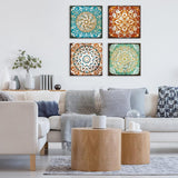 4-delige canvasafbeeldingen met houten lijst, canvasafbeeldingen 30 x 30 cm, moderne muurafbeeldingen, kunstdruk, wanddecoratie voor woonkamer, slaapkamer, huis, kantoor, eetkamer (Mandala)