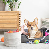 Kleine geweven katoenen opbergmand voor handdoeken in de kinderkamer, plankmand op kantoor, D24 x H18 cm