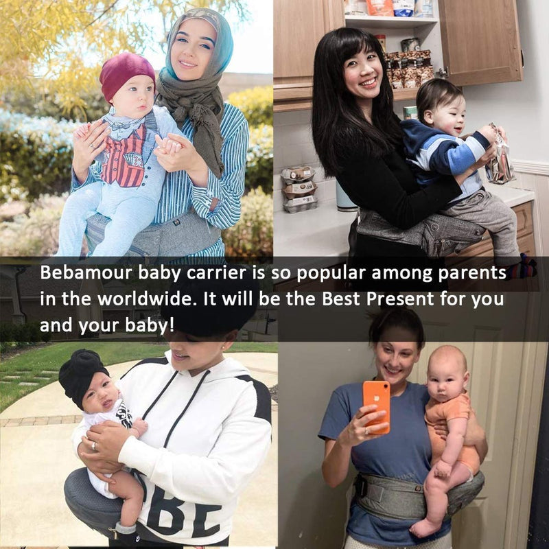 Hipseat Babydrager 0-36 maanden, lichte, verstelbare, rugondersteunende taillekruk, 3-in-1 babydrager voor pasgeborenen tot peuterzitje (lichtgrijs)