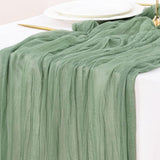 Tafelloper saliegroen, 3 stuks, 90 x 400 cm tafelloper, groene tafelloper van gaas, boho tafelkleed voor bruiloft, feest, bruidsdouche, tafeldecoratie (3, tafelloper salie)