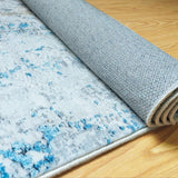 gangloper, antislip, voor gang, keuken en woonkamer, wasbaar, licht, lange loper (crème/blauw, 80 x 200 cm)