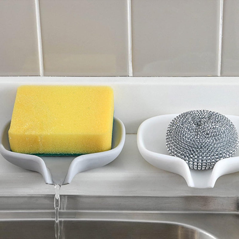 Siliconen zeepbakje met afvoer Zeepbakjes Zonder boren Zeepbakje voor badkamer Douche voor douche / badkamer / keuken Handwas Zeepbakje voor het drooghouden van zeep 2 stuks grijs / wit