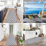 Lange gangtapijtloper, 60 x 240 cm, antislip grijze tapijtloper, wasbaar vintage keukentapijt, lange Boho-tapijtloper voor slaapkamer, entree, keuken