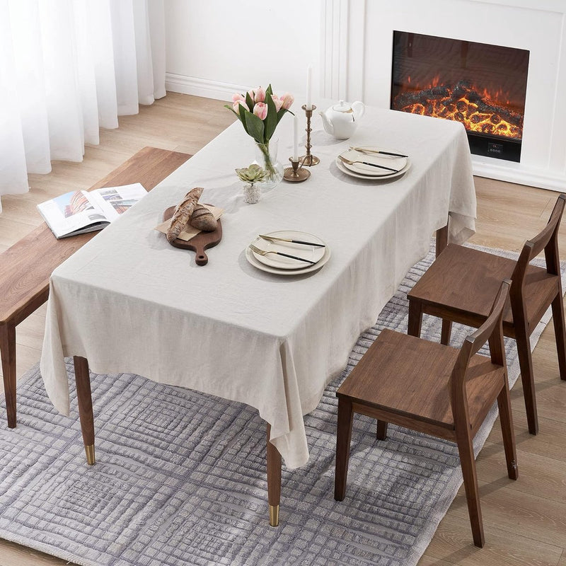 Tafelkleed linnen | linnen tafelkleed van 100% linnen stof | tafelkleed boho tafeldecoratie modern voor eettafel | natuur beige 140 x 220 cm