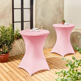 Set van 3 stretch-bartafelhoezen voor bistrotafels, diameter 80-85 cm, elegante versteviging in het voetgedeelte, stretch-covers roze hoezen voor bartafels en bistrotafels (80 x 110 cm, roze).
