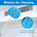 Reinigingsborstel, extra lange plumeau met 47 inch verlengstang voor reiniging, herbruikbare microvezel plumeau, plafondventilatorstofdoek voor hoge plafonds (blauw)