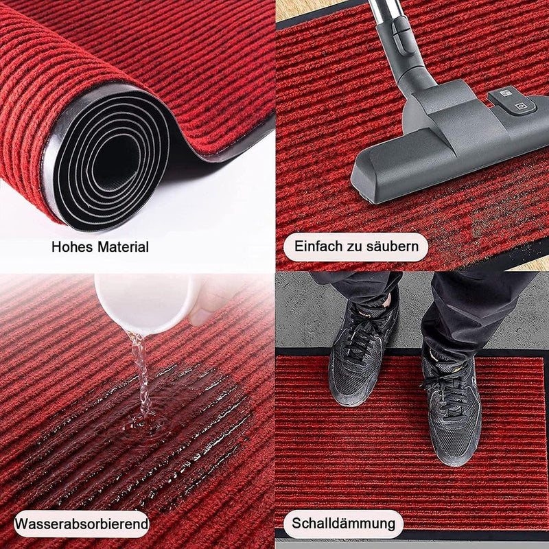 Vloerloper, 90 x 300 cm, antislip, voetmat, vuilloper met antislip achterkant, vuilmat, ingangsmat, deurmat, tapijtloper voor ruimtes, gangen, entrees, rood