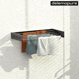 Droogrek voor aan de wand uittrekbaar en kledinghaak 80 cm van hangwasdroger in klein, compact formaat, wasrek voor binnen en buiten, is uittrekbaar en zwart