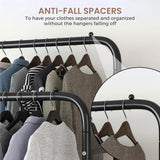 Kledingroede met 2 bovenstangen, 2 onderplanken en 4 kapstokhaken. Dubbele kapstok voor thuis, slaapkamer, woonkamer