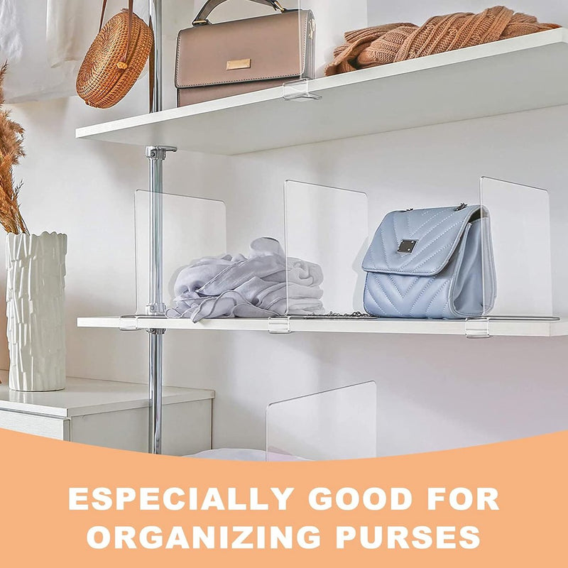 Set van 8 acryl plankverdelers voor kasten, transparante plankverdelers, kasten, plankopslag en organisatie, geen boren, houten plankverdelers