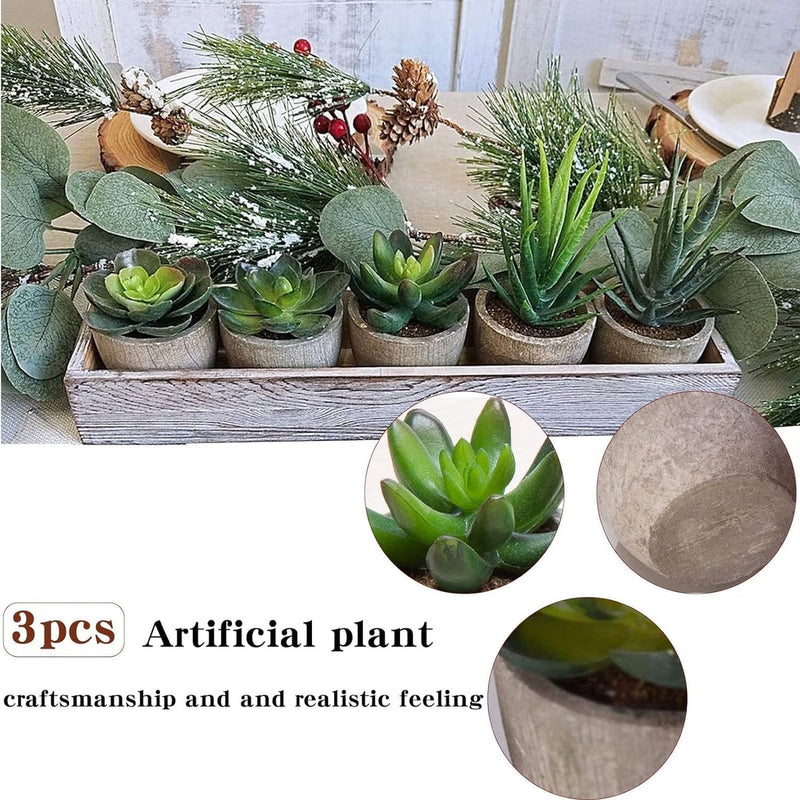 3 stuks kunstvetplanten, kunstplanten met potten, tafeldecoratie, decoratieve planten, bureauplant voor badkamer, woonkamer, kantoor (A