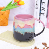 Grote keramische koffiemokken, 600 ml grote theekopjes met handvat, uniek textuurglazuur voor kantoor en thuis, magnetron-, koelkast- en vaatwasmachinebestendig, gemengde kleuren B