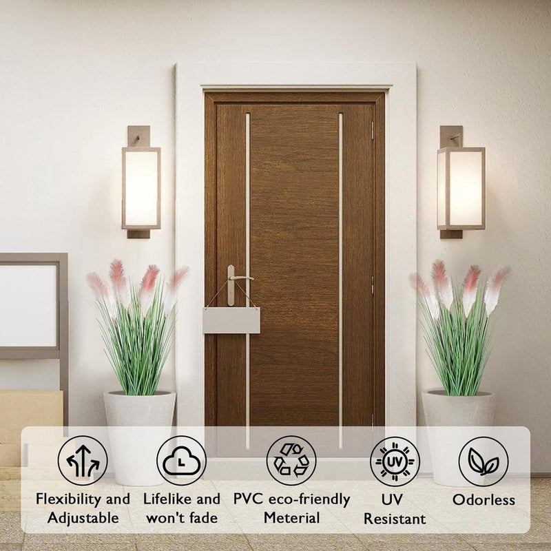 Kunstmatige hoge grasplant met rietbloemen, 6 stuks 80㎝/32 inch Kunstmatig pampasgras Uiengras Groene vloerplanten Deurdecoratie voor woonkamer Badkamer Tuin (roze)