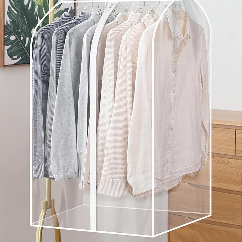 2 stuks afdekking kledingstandaard, 60 x 50 x 90 cm / 60 x 50 x 110 cm, doorschijnend anti-stof kledingbeschermhoezen, stofdicht, vocht, verlengde riem, ter bescherming van kledingopslag
