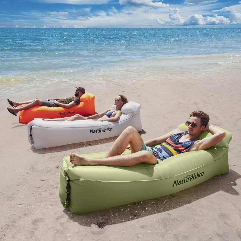 Opblaasbare ligstoel, waterdichte opblaasbare bank met draagbare rugzak, opblaasbaar bed voor reizen, camping, zwembad (groen)