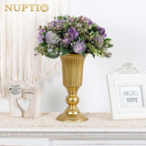 2 stuks gebloeide metalen trompetvaas, elegante vaas met middenstukken voor bruiloftsfeesten, 23,2 cm hoog, kunstbloemstukken voor het jubileumfeest