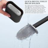 Siliconen toiletborstel met platte en flexibele kop, toiletborstels en houder, zwart, toiletborstel Siliconen toiletborstel voor badkamer en toilet