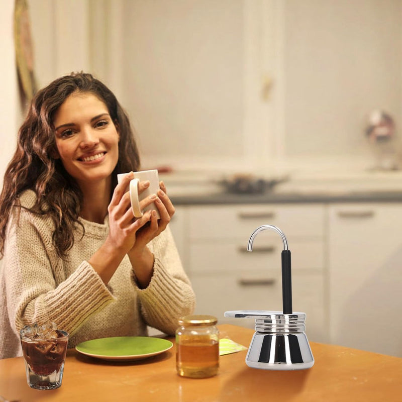 Mokkakan, 6,1 x 8,7 inch, met enkele uitloop, roestvrij staal, espressokoker, mini-fornuis, espressomachine, Italiaans type, espressokopjes, koffiezetapparaat