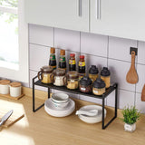 Keukenrek op het werkblad, uitbreidbaar, multifunctioneel metalen keukenrek, heavy duty, verstelbaar werkbladenrek, kruidenrek, organizer, pantry, vrijstaand voor keuken en badkamer