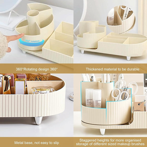 Make-up organizer Draaibaar, 2 in 1 cosmetische organizer, organizer kaptafelborstel, make-up organizer voor kaptafel slaapkamer badkamer