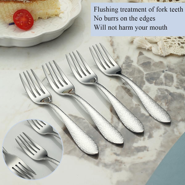 Roségouden dessertvorken, 12 stuks, 14 cm, roestvrij staal, titanium coating, roségoud, dessertvorken, vorkzilver, taartvorken, fruitvorken