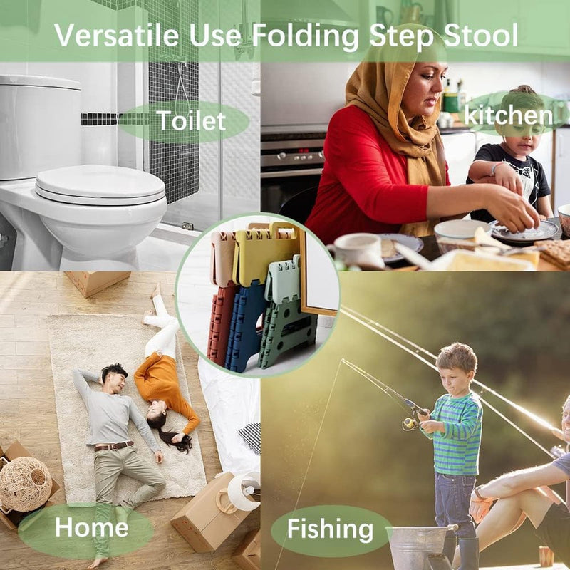 Opvouwbare keukenkruk Opklapbare opstap Badkamerkruk Opvouwbare tuinklapstoel Kleine kindervoetenbank Kinderopstapje Klimhulp Gootsteen voor kinderen volwassenen (22,3 cm hoog - groen)