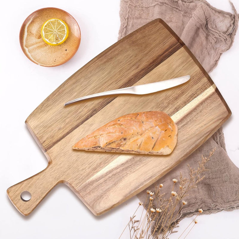 Snijplank van acaciahout, houten plank, kaascharcuterieplanken, 43 x 25 cm, keukensnijplank, houten snijplanken, vleesserveerplank, snijplank, kaasplank, houten snijplanken met handvat