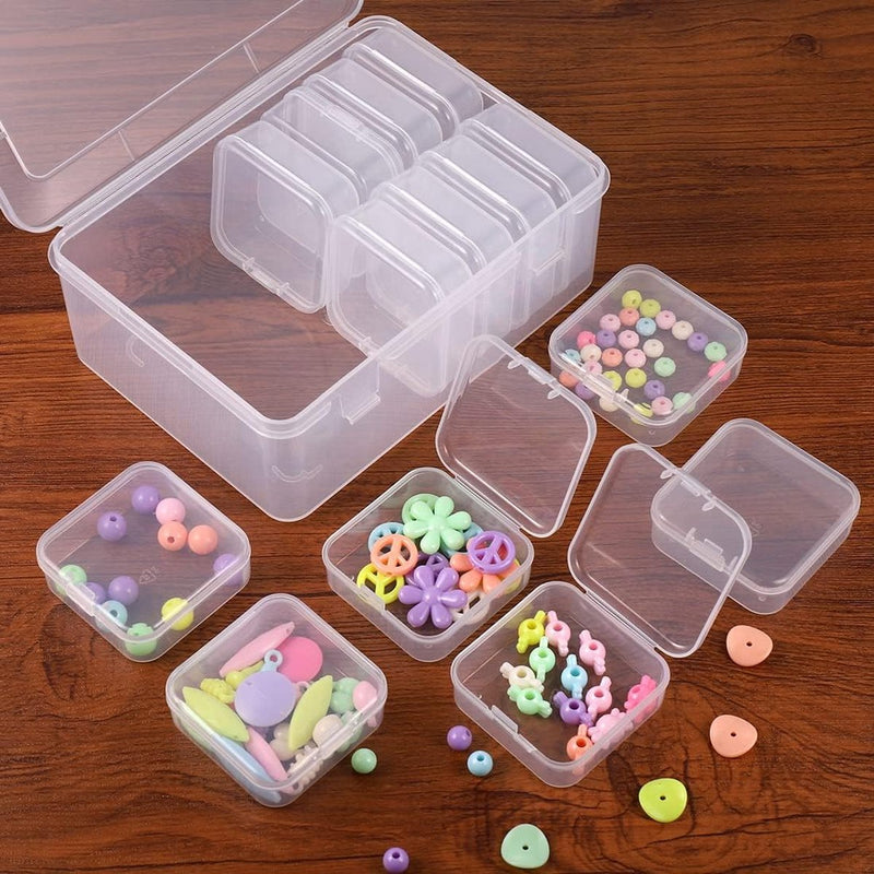 14 stuks opbergdozen met klein deksel, en 1 grote plastic doos met deksel, transparante sorteerdoos voor kralen, sieraden en pillen